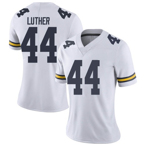 Joshua Luther Michigan Wolverines Women's NCAA #44 White Limited Brand Jordan College Stitched Football Jersey YQK2054KW